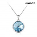 Collier Plaqué Rhodium Blue Diamond Hûggot Fabriqué avec des Cristaux Swarovski® (45 cm)