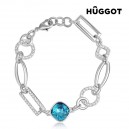 Bracelet Plaqué Rhodium et Zirconites Link Hûggot Fabriqué avec des Cristaux Swarovski® (18 cm)