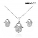 Parure Plaqué Rhodium : Collier et Boucles d'oreilles avec Zirconites House Hûggot (45 cm)