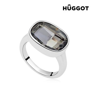 Bague Plaqué Rhodium Night Hûggot Fabriquée avec des Cristaux Swarovski®