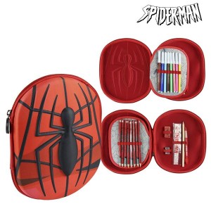 Pochette à crayons triple Spiderman 58409 Rouge