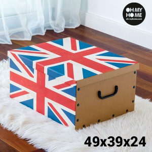 Boîte de Rangement en Carton avec Couvercle et Poignées Flag Oh My Home